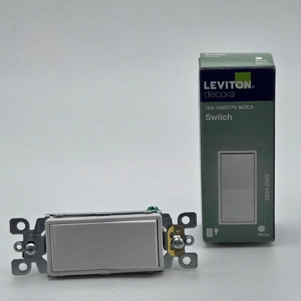 Leviton Rocker Switch Decora 5601-2WS 15A 120/277V hite Single Pole USA
